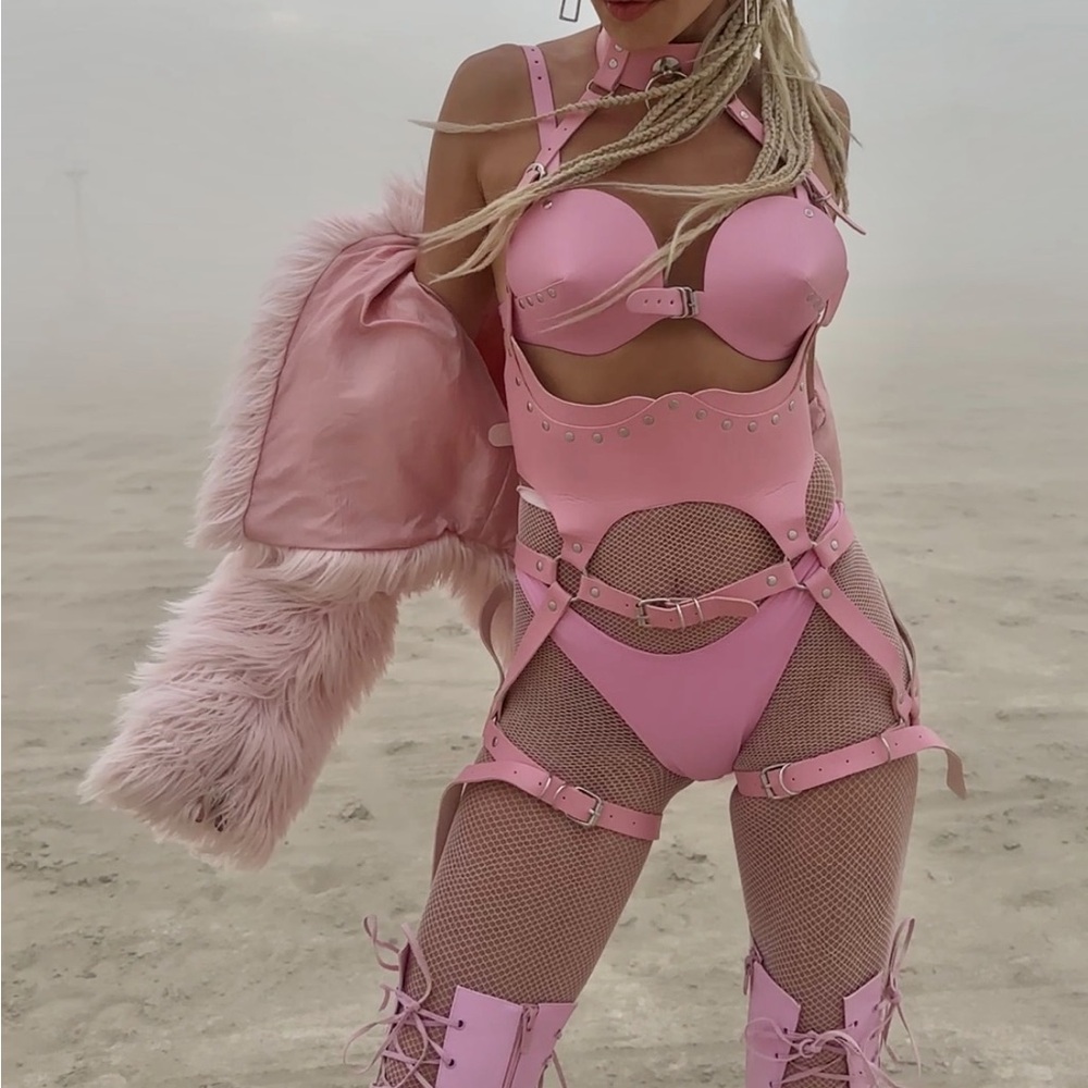 Pink Harness Lingerie Set